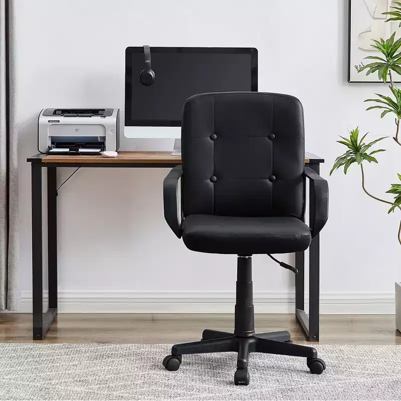 VECELO Home Office Desk Chair with Armrests, Mid Back Adjustable Height