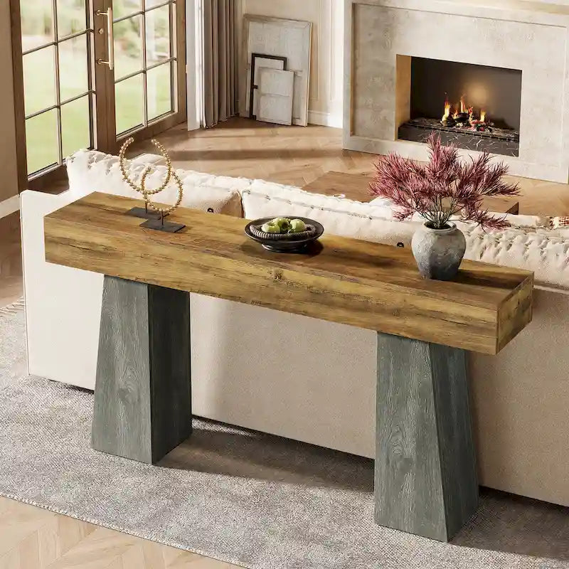 63-Inch Wooden Console Table for Entryway & Hallway
