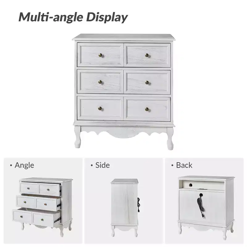 Set of 2 Galatea 32'' Traditional Solid Wood 3 - Drawer Accent Chest with Charging Station | HULALA HOME
