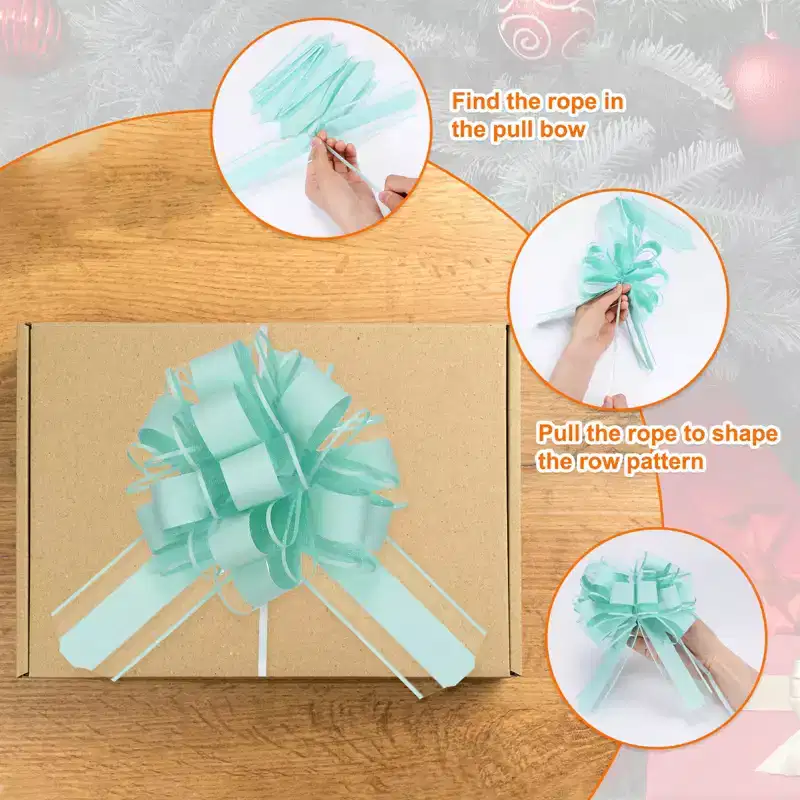 Unique Bargains Plastic Flower Ribbon Satin Gift Bow Pull Bows 12 Pcs