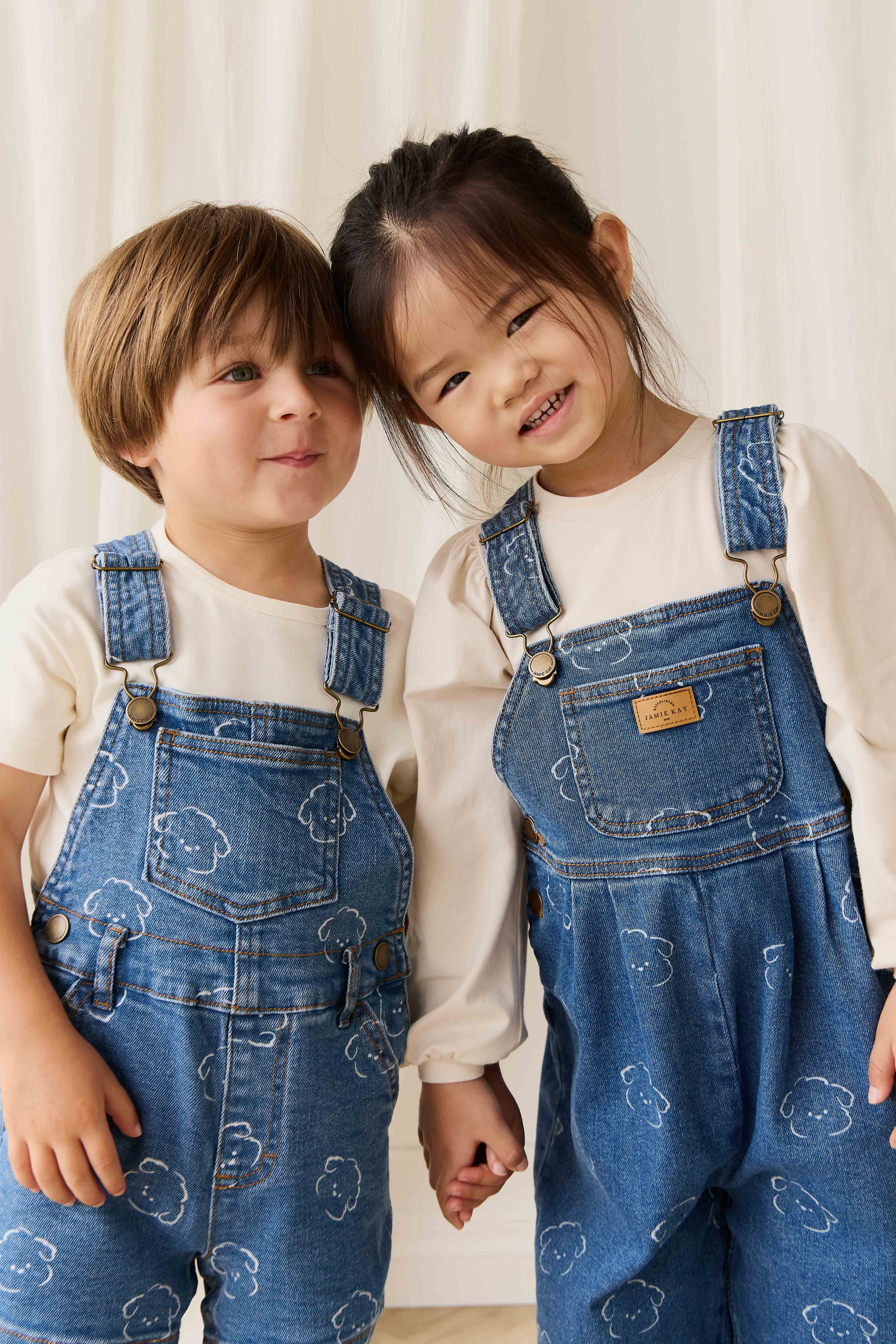 Relaxed Denim Embroidered Cotton-Elastane Overall with Adjustable Shoulder Straps & Nickel-Free Hardware for Baby Casual Everyday (6M�C6Y)