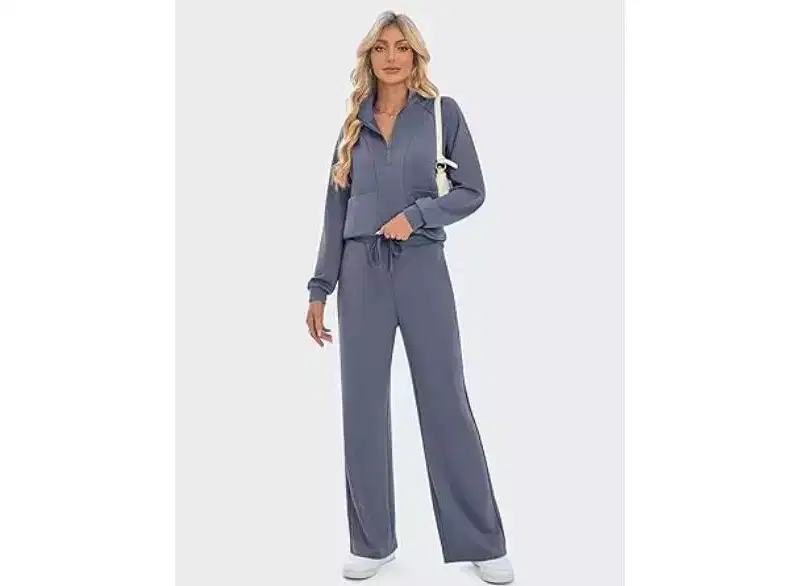 SHESHOW Women 2 Piece Outfits Set Half Zip Sweatshirts Wide Leg Sweatpant Matching Set Tracksuit with Pockets XS-XXL