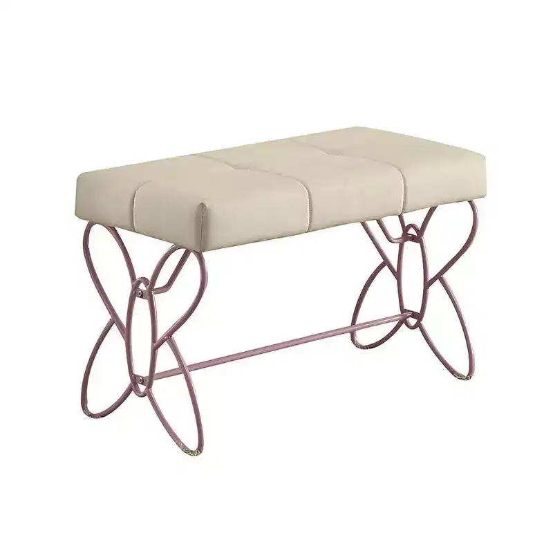 Priya II 32" Ottomans and Benches White/Light Purple - Acme Furniture: Tufted Upholstered Rectangle with Metal Frame
