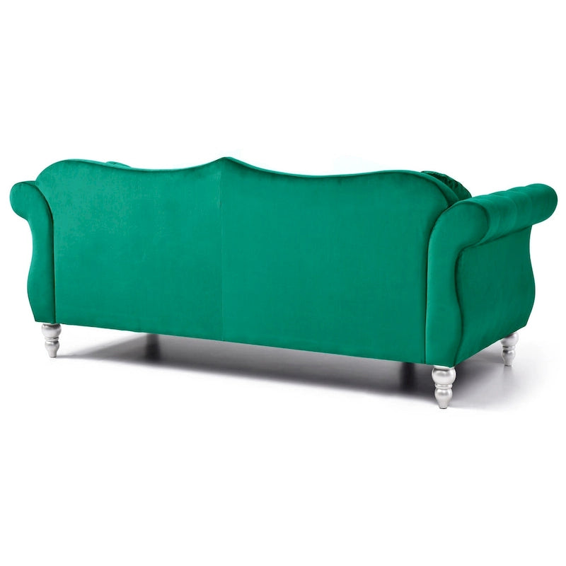 82 in. Velvet Chesterfield 3-Seater Sofa with Tufted Back and Nailhead Trim