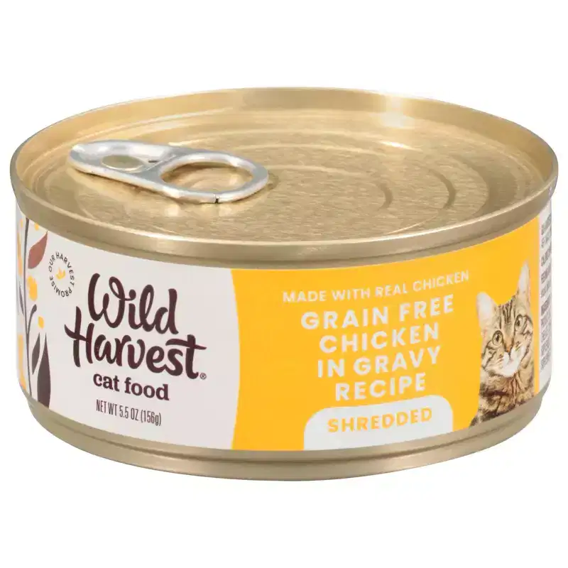 Wild Harvest Grain Free Chicken Shredded Cat Food in Gravy - Case of 24/5.5 oz