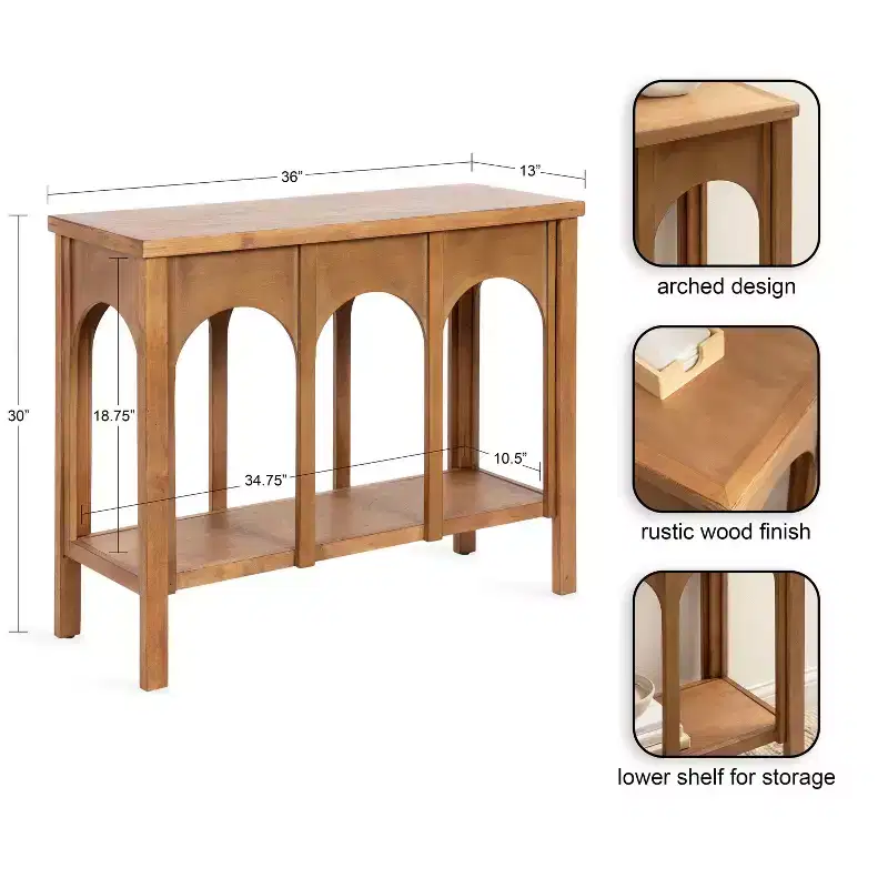 Kate and Laurel Ulla Console Table, 36x13x30, Rustic Brown