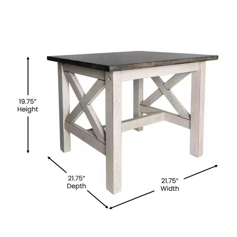 Emma and Oliver Solid Wood Farmhouse Style End Table