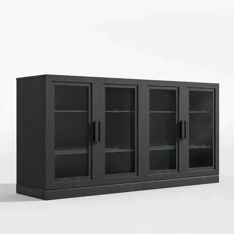 31x62x16 Sideboard Cabinet with 4 Doors and Storage Multipurpose Organizer for Kitchen Living Room Black