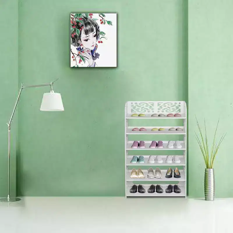 6-Tier White Wood Shoe Rack, 24.21