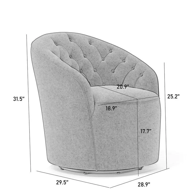SEYNAR Modern Velvet Upholstered 360 Degree Swivel Barrel Chair with Button Tufted Back Set of 2