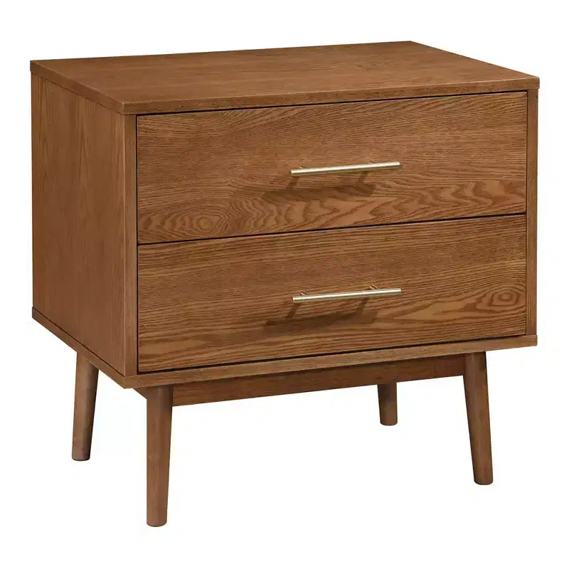 HOMES: Inside + Out 3pc Queen Riverstone Mid-Century Modern Bedroom Set with 2 Nightstands Walnut