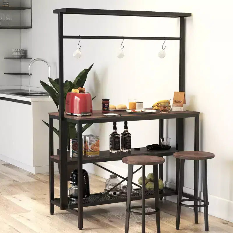 CLIHOME Kitchen Island, Bakers Rack, 3 Tier Microwave Stand Oven Shelf with Storage, Storage Shelf for Kitchen Dining Room Living Room
