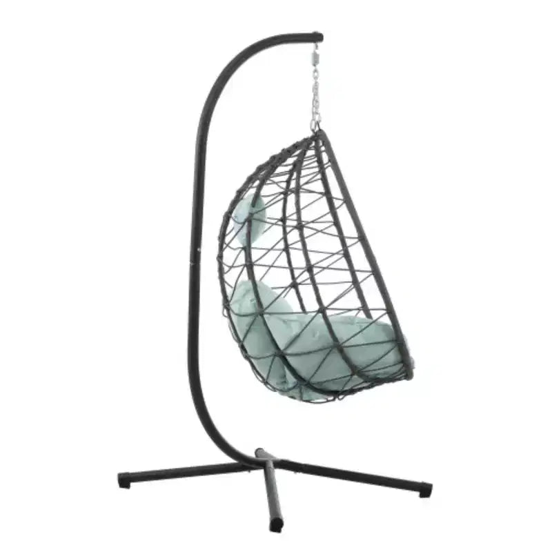 Egg Chair with Stand Indoor Outdoor Swing Chair Patio Wicker Hanging Egg Chair Hanging Basket Chair with Stand
