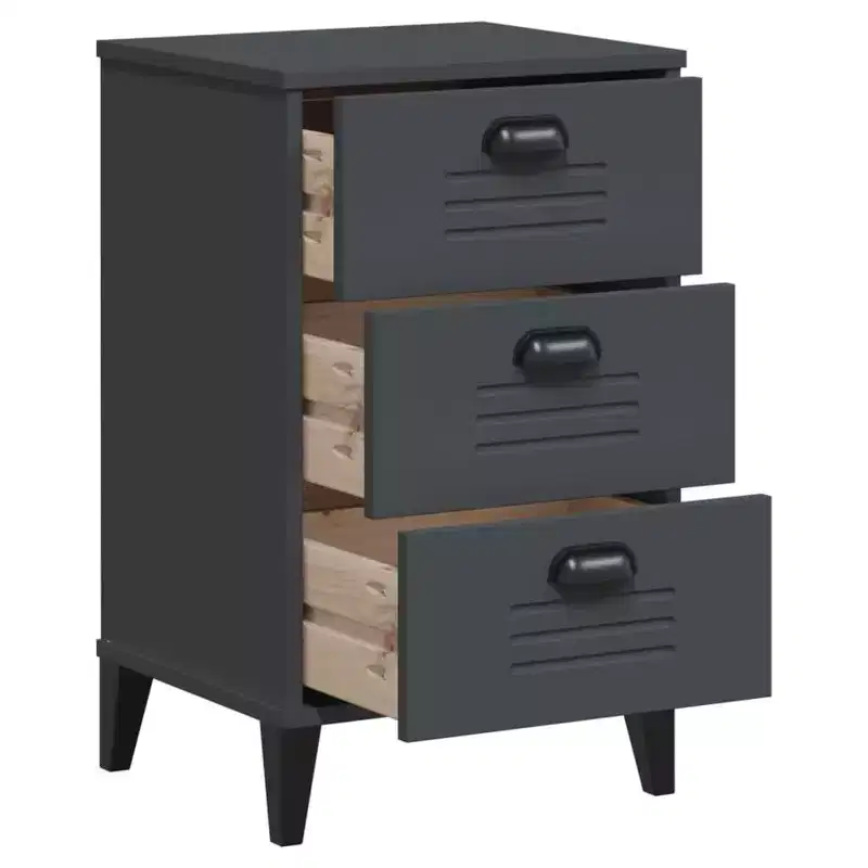 vidaXL Bedside Cabinet Accent End Table Bedroom Furniture Engineered Wood - White Anthracite Gray