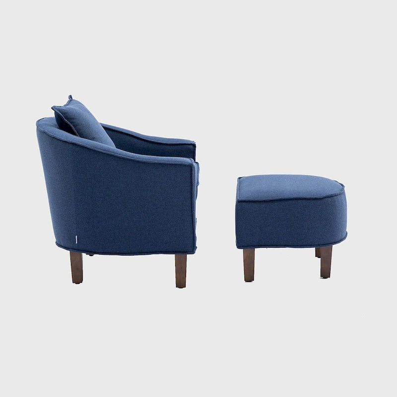 Mid-Century Modern Club Accent Chair with Tufted Back and Round Arms