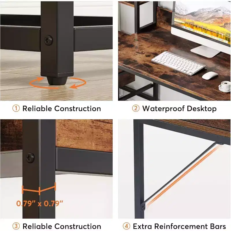 Lantine 55 Inch Computer Desk with 2 Drawers