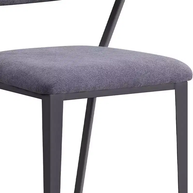 Cargo 22" Dining Chairs Gray Fabric and Gunmetal - Acme Furniture: Leather Upholstery, Metal Frame, Armless Design, Easy to Clean