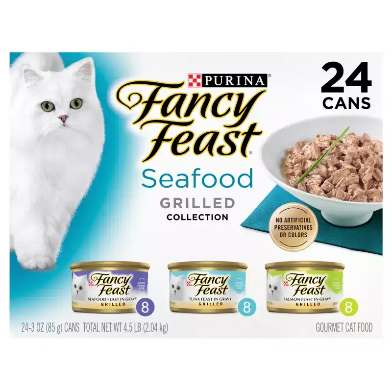 Purina Fancy Feast Variety Pack Fish, Seafood, Tuna and Salmon Flavor Gravy Wet Cat Food Cans - 3oz/24ct