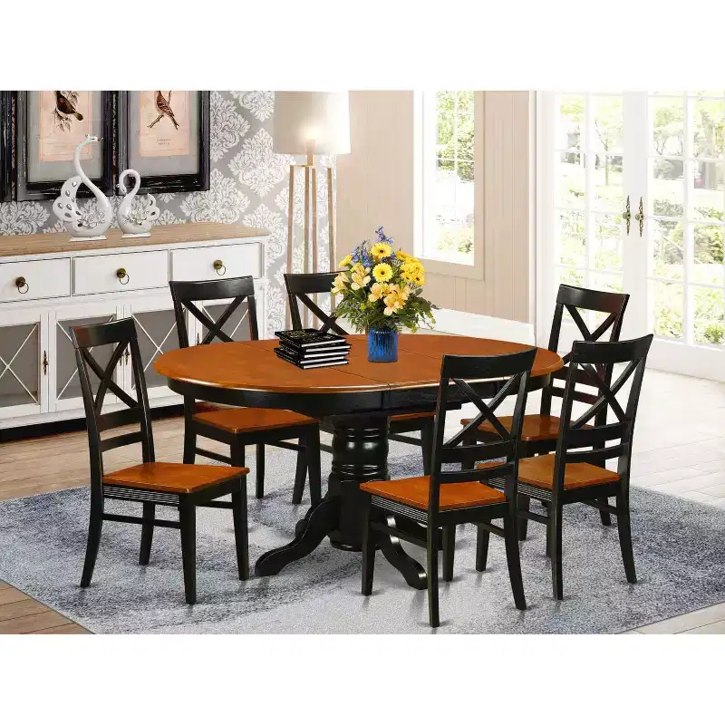 Renaissance Dining Set - 5 Piece Table & Chair Set - Rubber Wood - 42x60 Inch Table with Butterfly Leaf