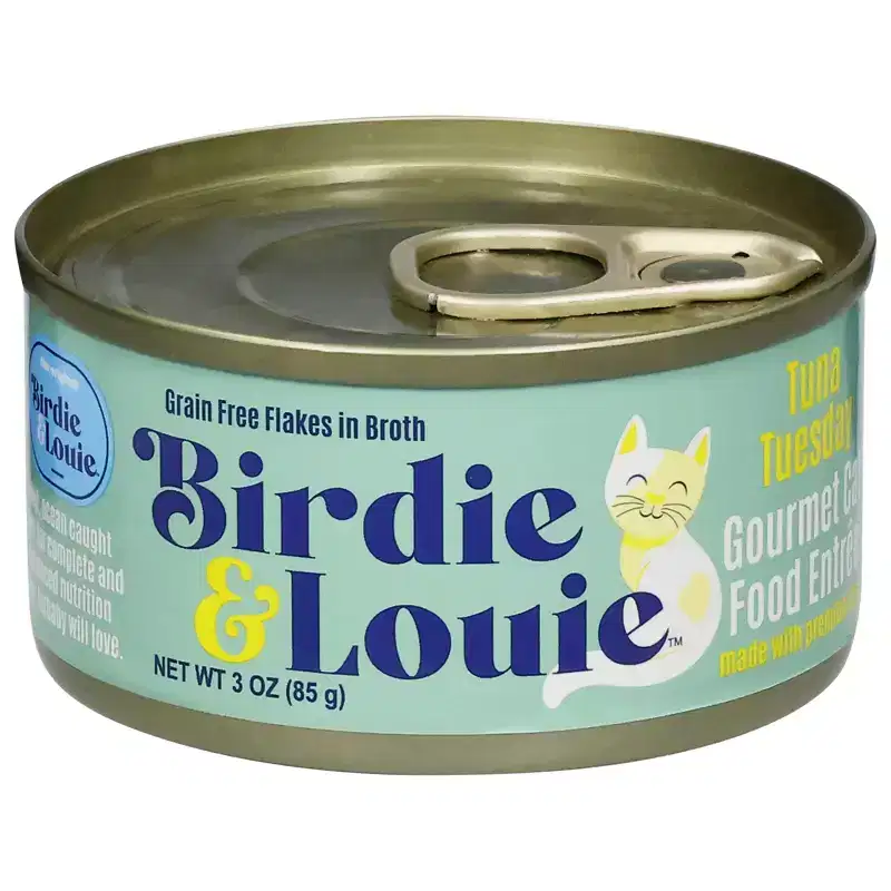 Birdie & Louie Tuna Tuesday Grain Free Flakes in Broth Cat Food - Case of 12/3 oz