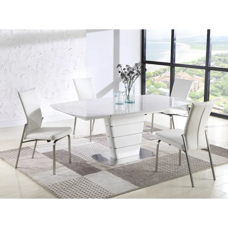 Charlie White Starphire Glass 5-Piece Dining Set