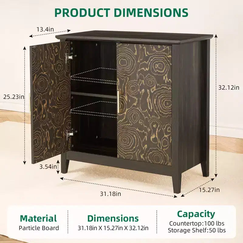2 Doors Accent Cabinet with Adjustable Shelf, Sideboard Buffet with Wood Legs, Decorative Storage Cabinet for Living Room, Bedroom, Entryway