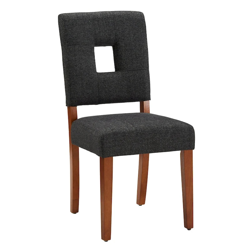 Upholstered Fabric Keyhole Dining Chair