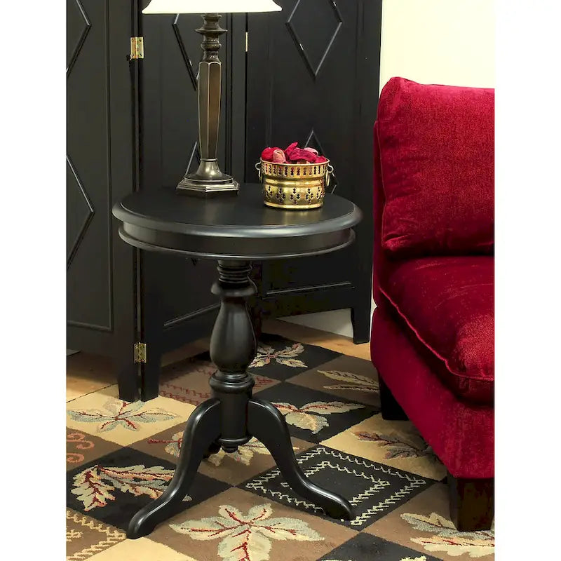 Round Accent Side Table, Copper Finish, Living Room End Table