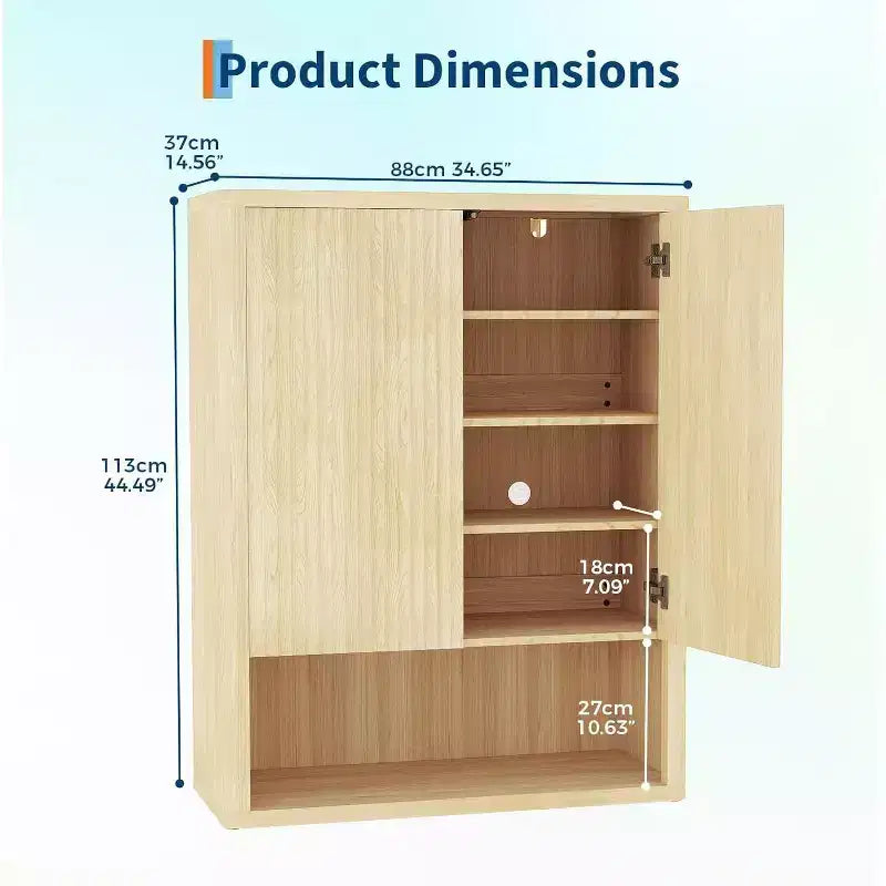 44 Tall Shoe Cabinet, Storage Organizer with Doors & 4 Adjustable Shelves, Modern Free Standing Shoe Rack for Entryway, Hallway, Living Room