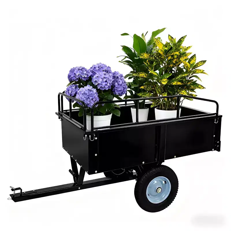 Heavy Duty 750LB Steel Dump Cart, 15 Cu Ft Utility Garden Trailer with Removable Gate & 16 Tires, Tow Behind Tractor or Lawn Mower