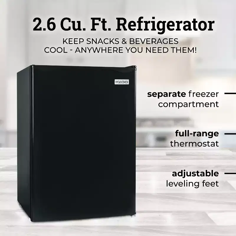 Igloo IRF26BK6A 2.6 Cu. Ft. Classic Compact Single Door Refrigerator Freezer - Black