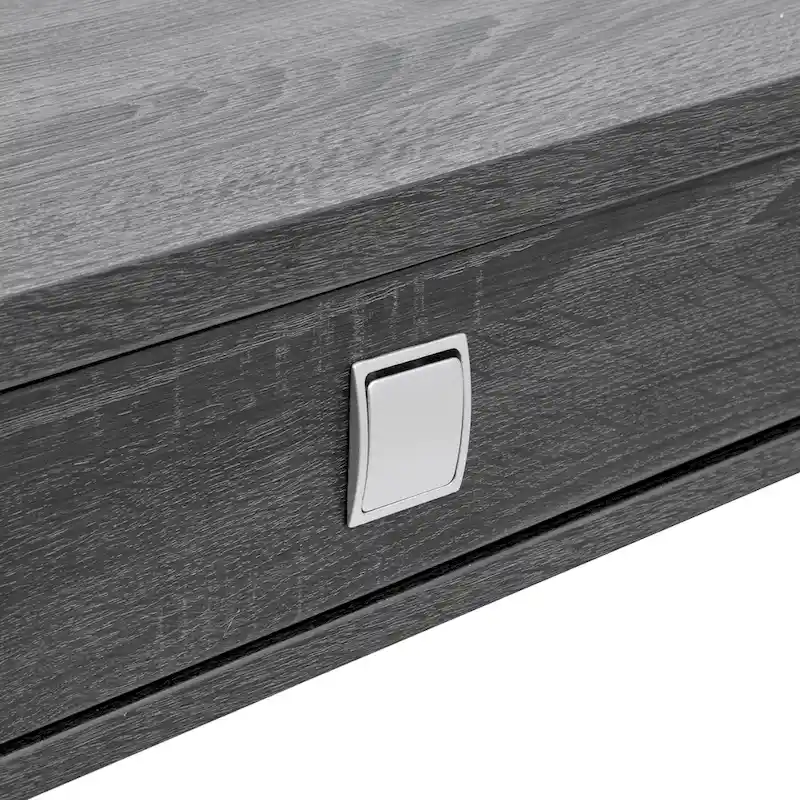 Modern Gray Flared Storage End Table with Drawer and Open Shelf