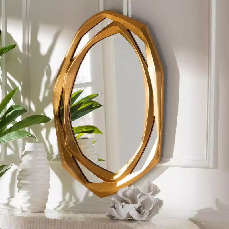 Antique Goldleaf Accent Wall Mirror, Vintage Inspired Decorative Mirror