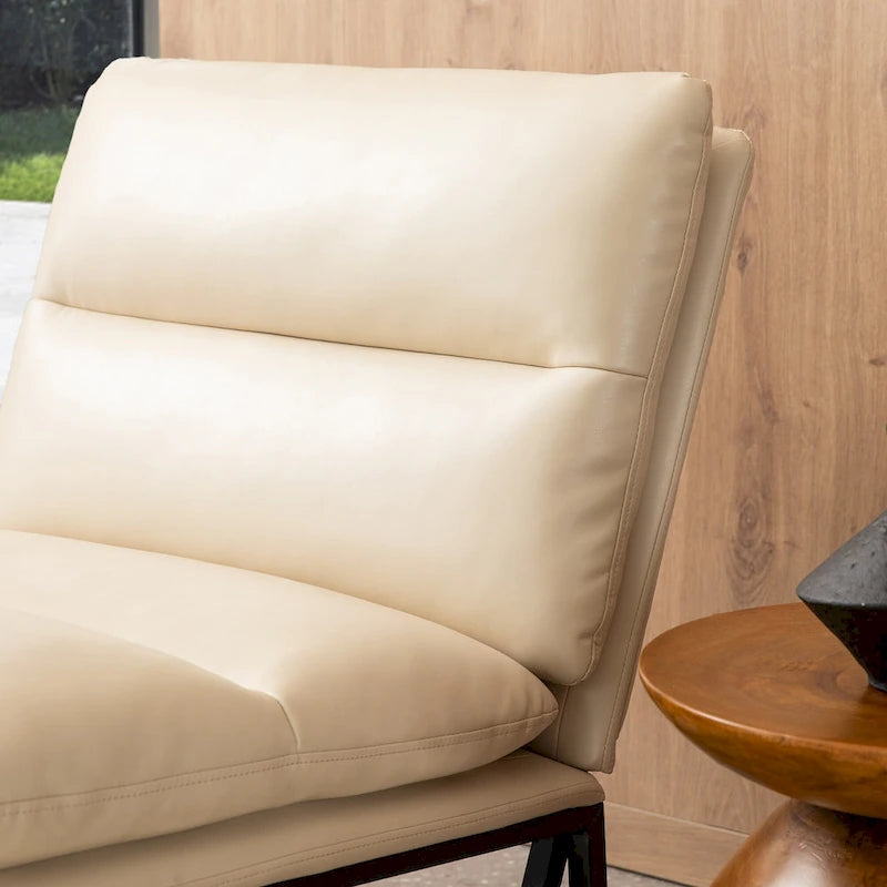 Modern Ergonomic PU Accent Armless Chair, 30.25 Inch Height