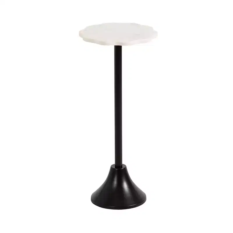 Kate and Laurel Sanzo Scalloped Marble and Metal Drink Table