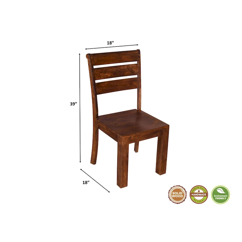 Solid Mango Wood Dining Chairs, Set of 2