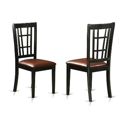 HomeStock 7-Piece Square Black & Cherry Finish Solid Wood Top Dining Table with 6-Chairs