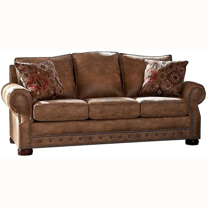 Rustic Brown Buckskin Fabric Sofa