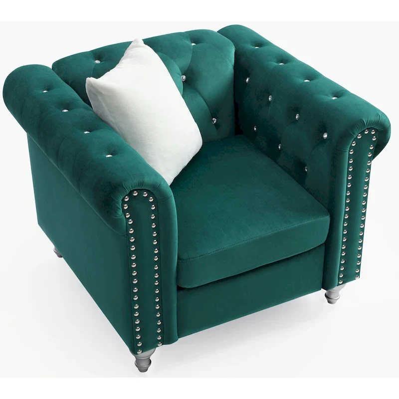Velvet Crystal Accent Chair