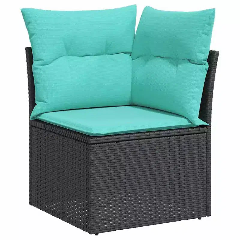 vidaXL Patio Sofa Set Black, Blue - Black and blue With table