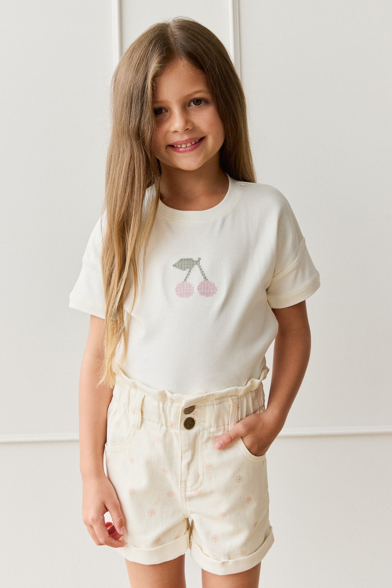 Solid Cotton-Elastane  Short with Nickel-Free Hardware for Girls Casual Daily Wear (6M�C10Y)