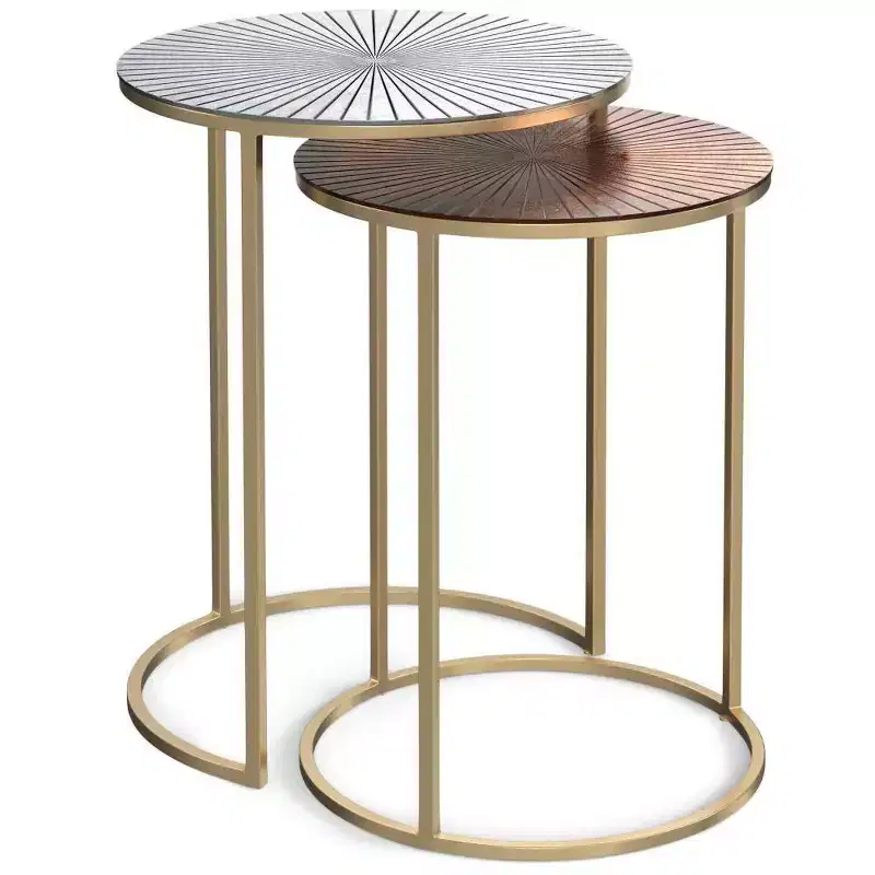 2pc Oakdale Nesting Tables Antique Nickel/Antique Copp - WyndenHall