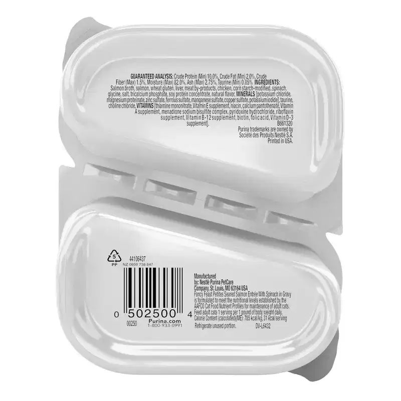 Fancy Feast Petites Seared Salmon, Fish & Seafood Flavor with Spinach in Gravy Wet Cat Food - 2.8oz