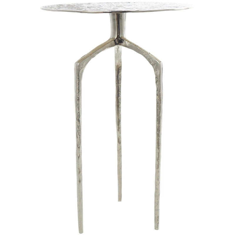 Aluminum Metal Geometric Slim Textured Side End Accent Table