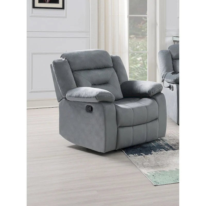Velvet Single Recliner Chair with Arm Pillows