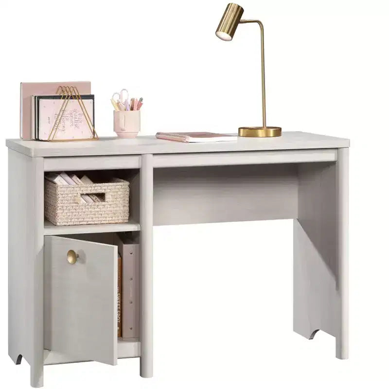 TUYOHW 43 Home Office Desk,Computer Desk with Concealed Storage,Gold Accents,Open Shelving,Modern Writing Desk for Small Spaces,Home Office