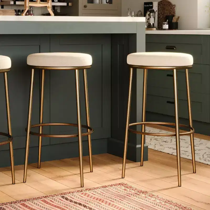 Maven Lane Stella Backless Metal Bar Stool with Fabric Upholstered Seat 31