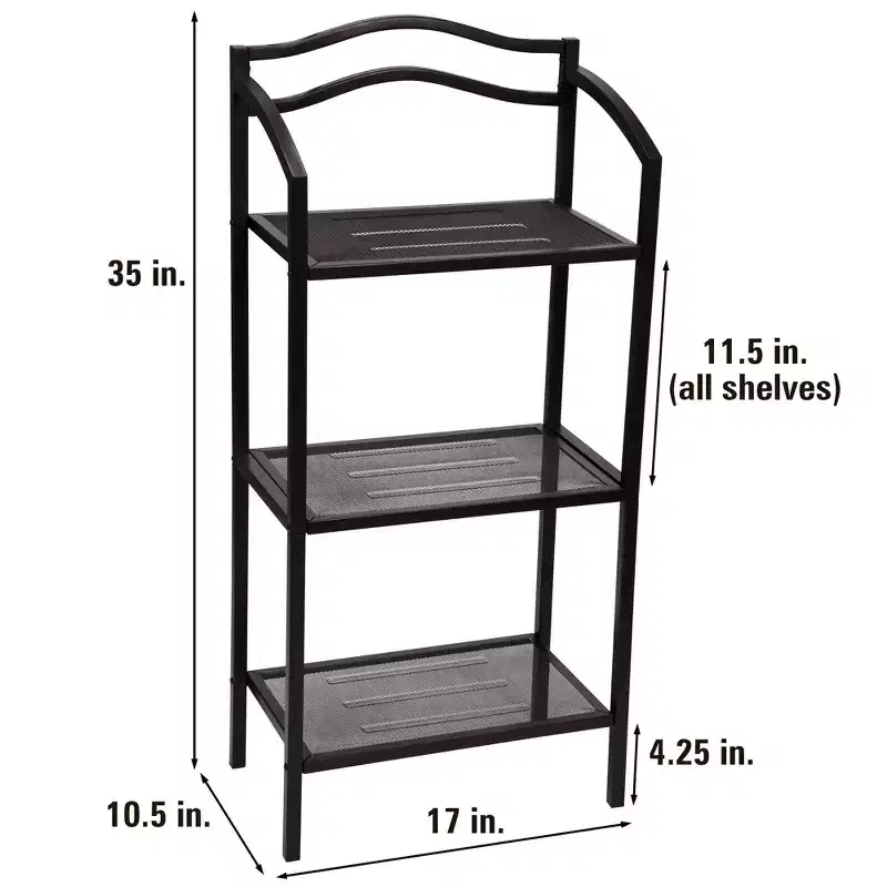 Household Essentials 3-Tier Metal Bathroom Storage Shelf, Espresso Brown