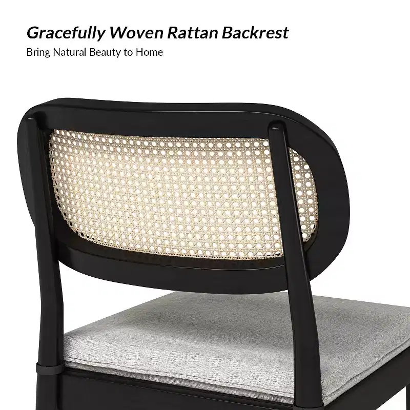 Hartmut Modern Ratten Dining Chair Set of 2 with Solid Wood Legs ART OF LIVING DESIGNS