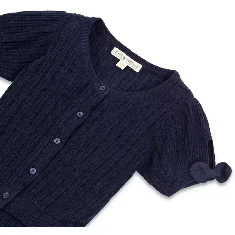 Hope & Henry Girls' Short Sleeve Button Front Sweater Romper, Kids, 8